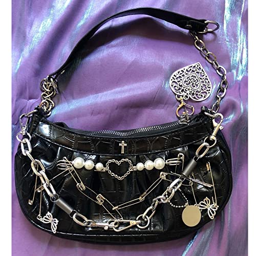 Y2k Bag Gothic Purse Goth Purse Grunge Bag Y2k Shoulder Bag 90s Y2k Purses for Women Harajuku Fashion Accessories2