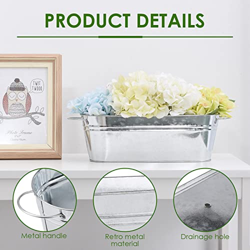 BestAlice 5 Pack Galvanized Planters for Outdoor Plants Galvanized Oval Planters Tub Galvanized Buckets with Handles - Image 3