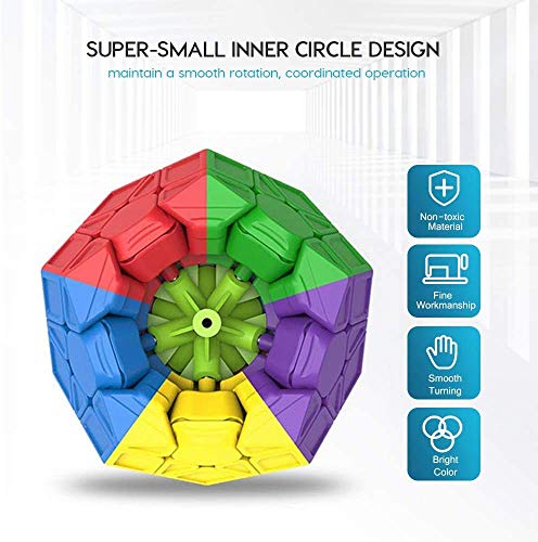 Image of Megaminx Speed Cube Stickerless Puzzle Toy I Smooth 12-Sided Brain Teaser IQ Cube for Kids Adults Beginners