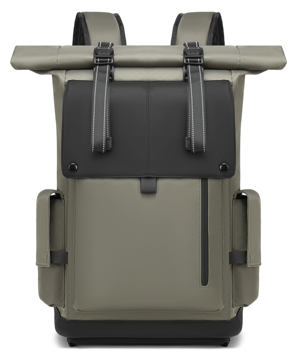 Rolltop Mochila Grande 42L Impermeable Portátil Mochila Hombre Mujer 17,3 Pulgadas Mochila Escolar Ligera Mochila Bicicleta Antirobo Mochila Deportiva para Viajes Ciclismo Uni Tiempo Libre