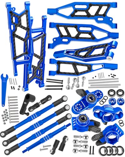 RCYouHott RC Upgrades Part Front&Rear Suspension A-Arms&Steering Blocks Hub Stub Axle Carriers&Turnbuckles Camber Links w/25T Servo for 1/8 Kraton (Also for V4&V5)/Notorious/Outcast 6S BLX,Navy Blue