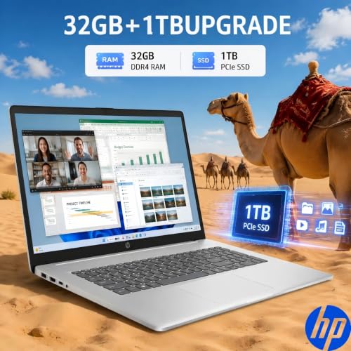 HP 17 Inch Laptop Computer, 17.3" FHD IPS Display, 16 GB RAM, 1 TB SSD, AMD Ryzen 5 7430U (Up to 4.3GHz), Wi-Fi 6, Bluetooth 5.3, Copilot AI, Business & Students, Windows 11 Pro, W/Accessories - image 4