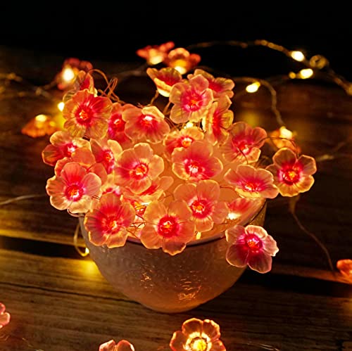 Decorman Cherry Blossom String Light, 13Ft 40 Led Fairy Lights Pink Cherry Flower Battery Operated With Timer 8 Modes Lighting Indoor Decorative String Lights For Bedroom Wedding Party Decor thumb #4
