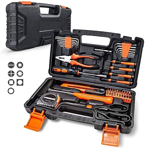 ENGINDOT Set di attrezzi da 56 pezzi con vassoio portaoggetti per riparazioni domestiche e progetti fai-da-te HHK3B