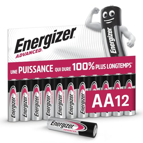 Energizer Advanced - Piles AA (Lot de 12) - Alcaline 1,5V - Haute Performance - Télécommandes, Jouets et Électroniques - Made in EU - Emballage 0% Plastique...