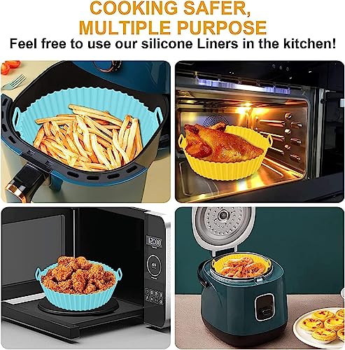 Image of Air Fryer Silicon Tray Liners I Round Silicone Basket Baking Tray | Nonstick Reusable Heat Resistant I Cooking Oven Insert Accessories (8 Inch, Pack of 2)