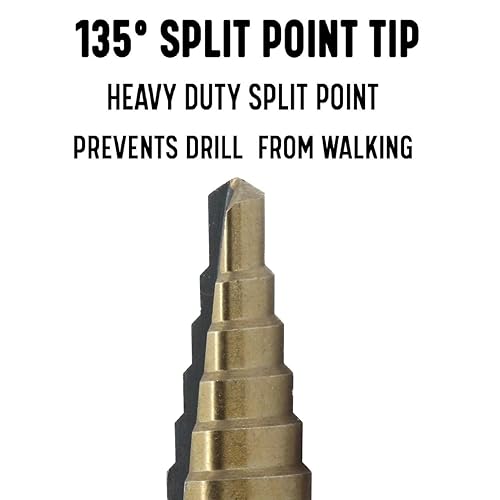 Miniatura 3 de Drill America #4 HSS - Broca escalonada negra y dorada con vástago hexagonal de cambio rápido (316" - 78" por 116")