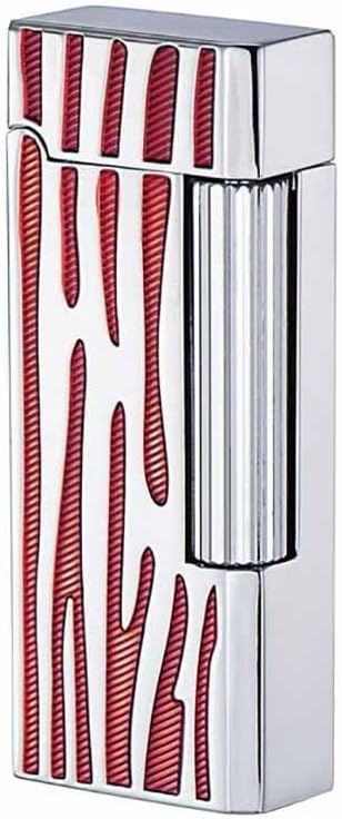 Classic Narrow Butane Lighter Metal Side Slide Lgnition Refillable Soft Flame Lighter for Women and Men Collection (Silver Red)