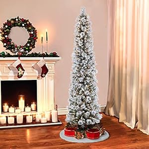 Puleointernational65footprelitflockedportlandpinepencilartificialchristmastreewith300ullistedclearlights Urban Country Home Decor Puleo international 65 foot pre lit flocked portland pine pencil artificial christmas tree with 300 ul listed clear lights urban country home decor