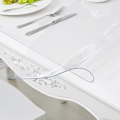 Miniatura 5 de Mantel protector de mesa de comedor de plástico transparente, lavable, de plástico transparente, rectangular, de PVC, fácil de limpiar (0.059in,
