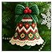 MUSM DIY Crochet Christmas Bell Ornament Kit， Beginner Christmas Craft Set with Step-by-Step Pattern, Bells, Yarn & Hook”(Green)