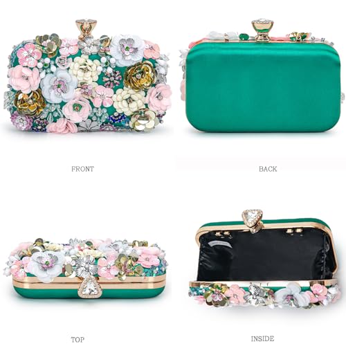 Image of BBTT.ful Women Clutches Flower Evening Handbag Chain Strap Shoulder Bag handbag Wedding bag purse