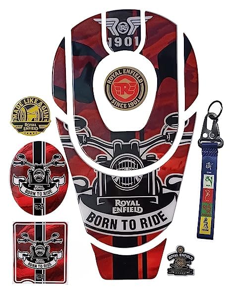 Bullet Bike Tank Pad Protector Sticker 3D Emboss Tool Box & Battery Box+Keyring Cover Compatible with Classic 350, Standard, Electra Waterproof