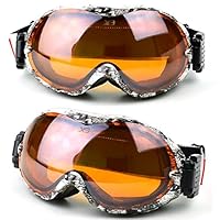 Amazon.co.jp: スキーゴーグル 大型球形二層防曇コーラカード近視