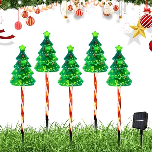 Canne de Noël lumineuse solaire pour sublimer l'allée de votre jardin festif