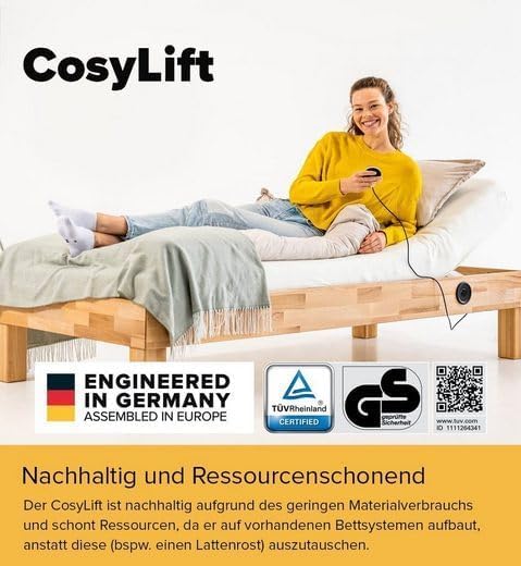COSYWORLD COSYLIFT Lattenrost Add-On, Boxspringbett Add-On - elektrisch Verstellbarer Lift für Lattenroste & Matratzen, für alle Betten & Boxspringbetten - mit Motor & Handschalter