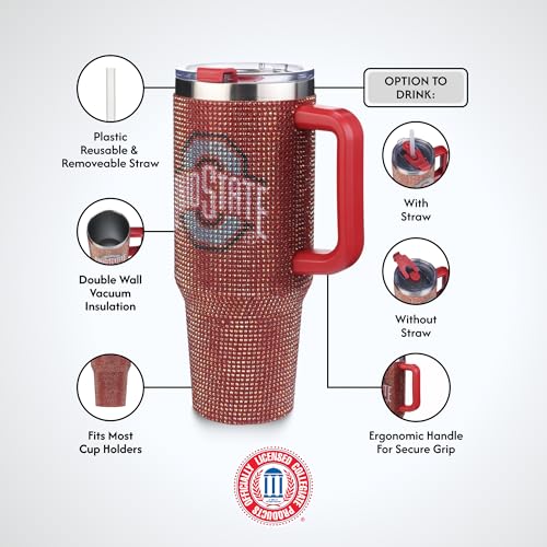 Image of The Memory Company Officially Licensed 40oz TC Bling Game Day Tumbler with Vintage Logo, Ohio State University