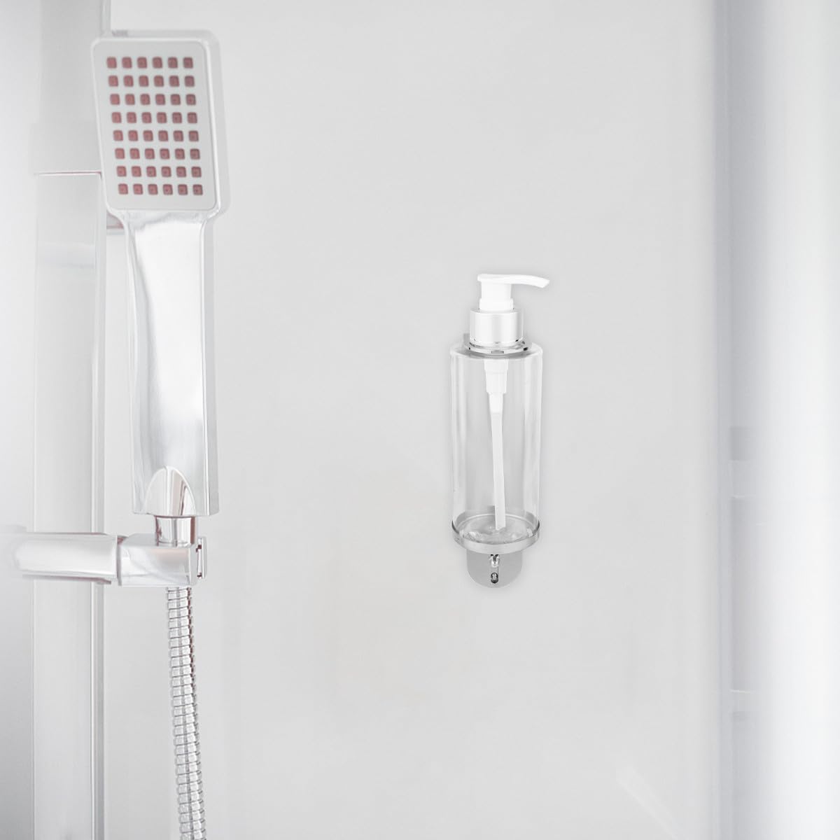 HOMSFOU Dispenser di Sapone Liquido da Parete in Metallo 300ml, Pompa Erogatrice Ricaricabile per Bagno e Cucina, Supporto per Shampoo, Balsamo e Lozioni, per Uso Domestico e Strutture