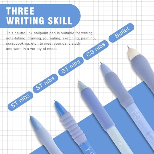 Image of PAXCOO Star Theme Gel Pens Set 5PCS, Cute Aesthetic 0.5mm Fine Point Black Ink Retractable Pens, Soft Comfortable Grip Smooth Writing Click Pens for School Office Journaling, Notes & Gifts