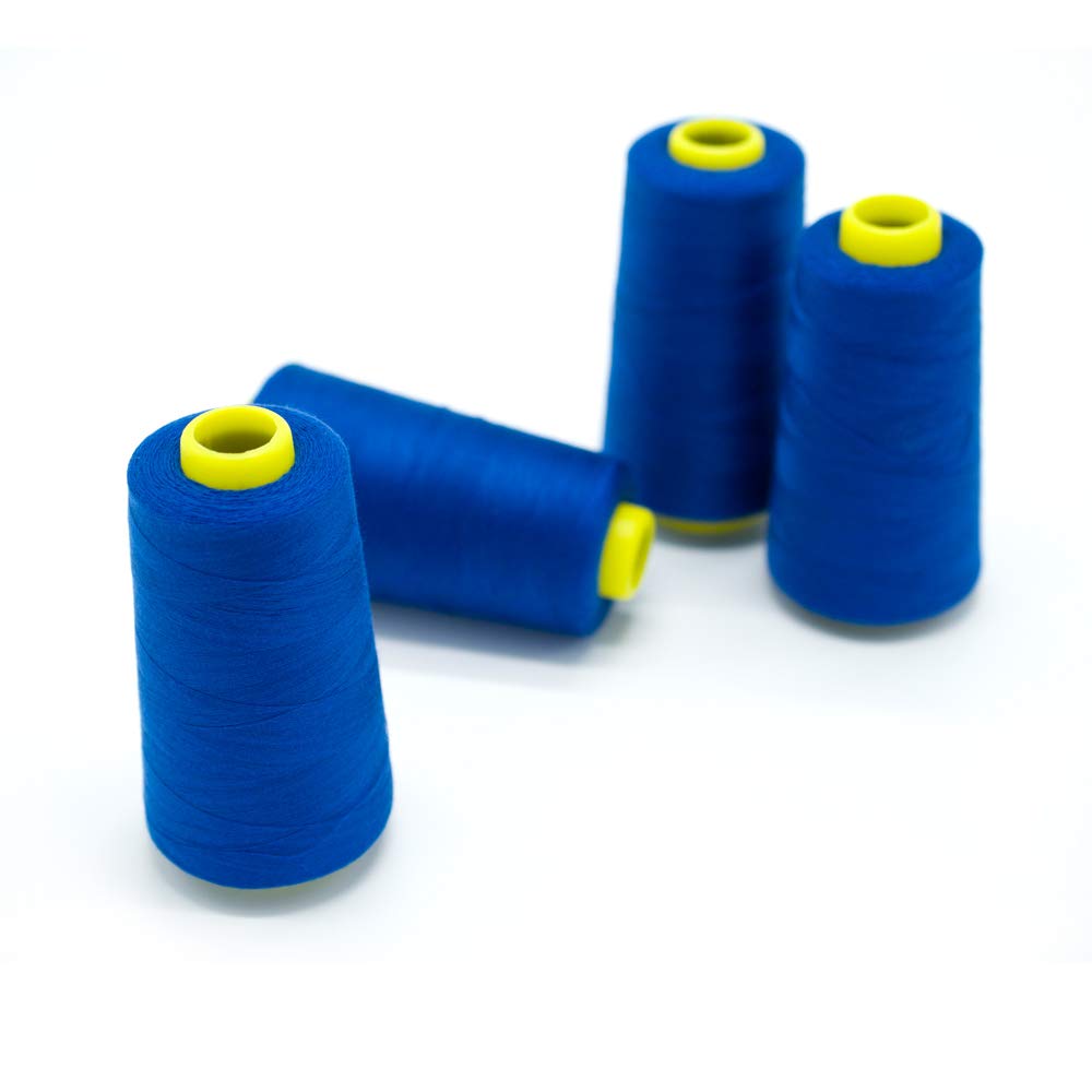 Blue Serger Thread, All-Purpose Thread for Sewing, Polyester, 4 Cones of 3000 Yards Each Spool for Sewing Machine