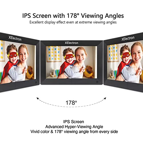 Image of XElectron 10 inch IPS LED Digital Photo Frame with HD Display, Auto-Rotate, Play Photos, Videos, Music and Slideshow with SD Card, USB Ports and Remote (Black)