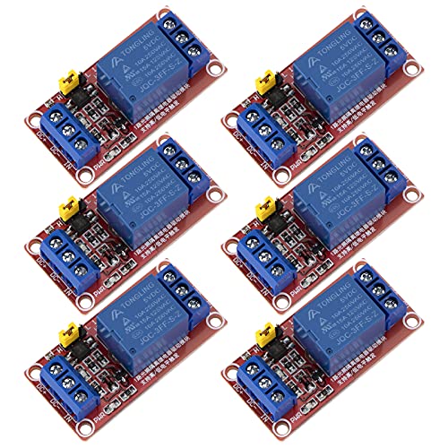 Módulo de Relé de 1 Canal 5V con Aislamiento Optoacoplador Soporte de Alto y Bajo Nivel de Disparo de Expansión para Arduino 6 Piezas