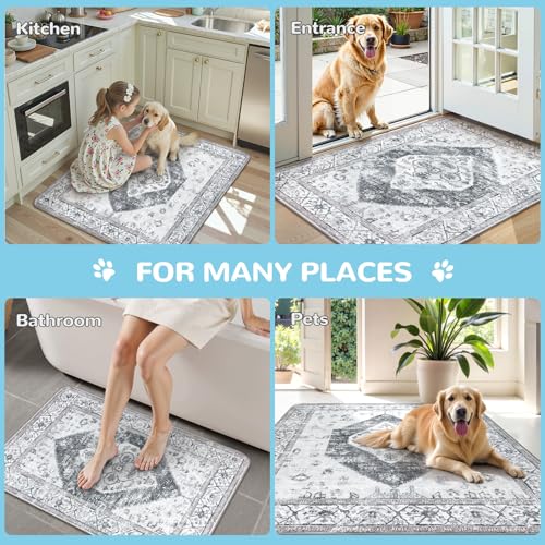 Image of Lahome Reusable Washable Puppy Pads - 2 Pack Super Absorbent & Waterproof Dog Training Mats for Potty, Crate and Floor - Leakproof Pee Pads with Non-Slip Backing (Gray, 36 inchx48 inch)