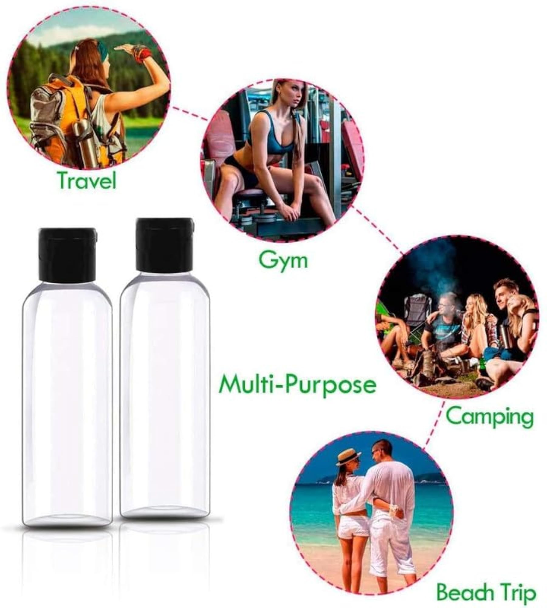 100ml Pack of 24 Travel Bottles for Toiletries, Refillable