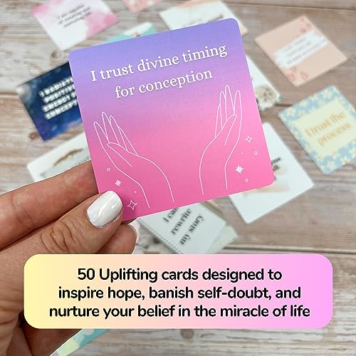Mothers-Ray-50-Affirmation-Cards-for-Fertility-and-Self-Care-Floral-Design-3x3-Inches-50-Cards-Thick-Cardstock