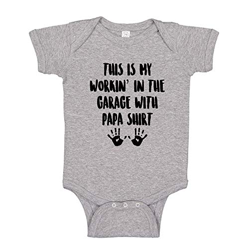 Working in Garage with My Papa Baby Bodysuit Romper or Toddler Shirt for Mechanic Grandpa