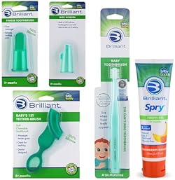 Brilliant Infant Oral Care Set by Baby Buddy, 5 PC, Includes Tooth Gel, Finger Toothbrush, Wipe-N-Brush, Baby'
