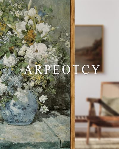 Image of ARPEOTCY Floral Framed Canvas Print Wall Decor, Vintage French Flower Large Wall Art Home Decor, Ceramic Vase Floral Oil Painting for Living Room, Office Decoration, 20x30 inch