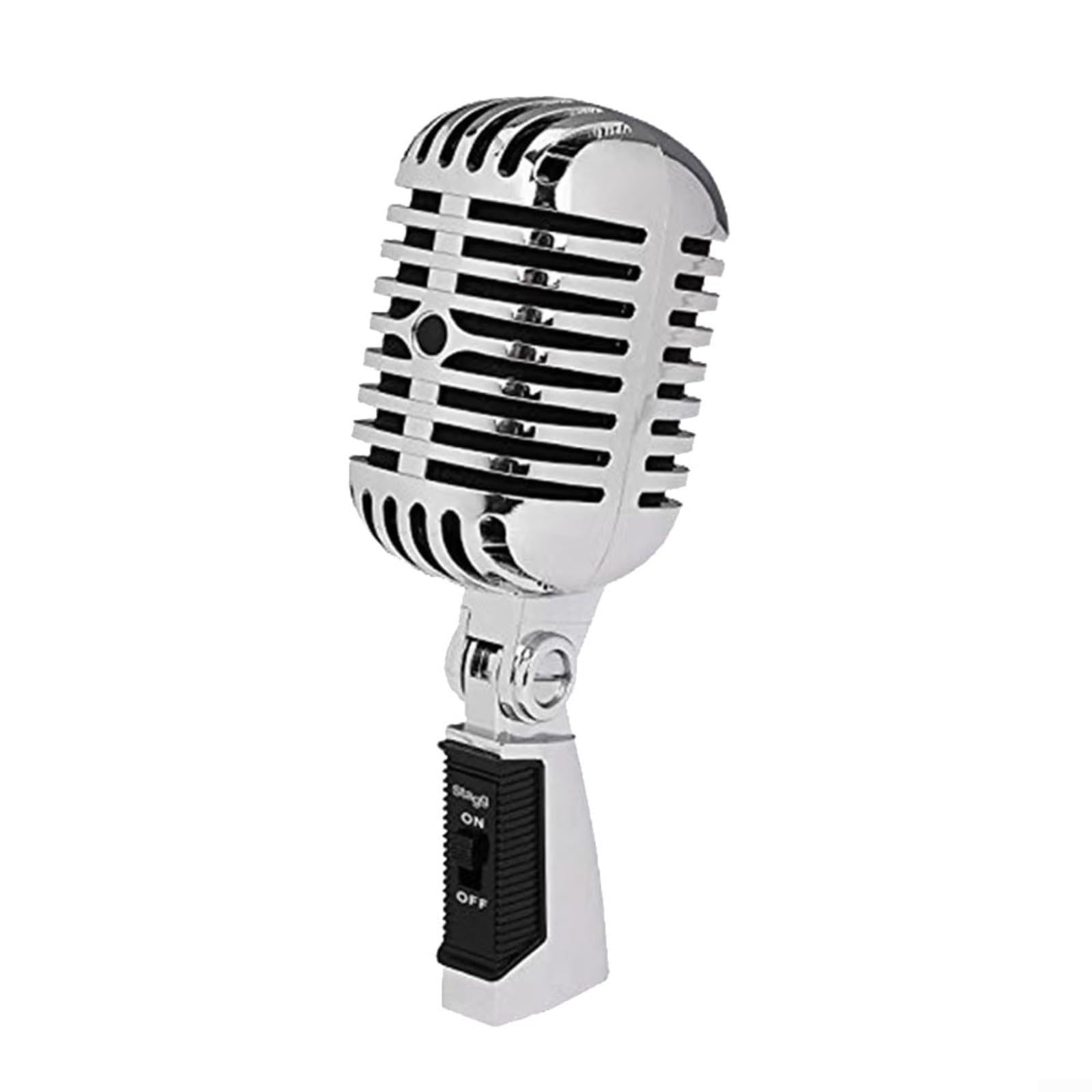 Micrófono dinámico con cardioide para patrón polar y carcasa de metal retro para una reproducción vocal clara en escenarios en vivo, swing clásico, karaoke vintage (negro)