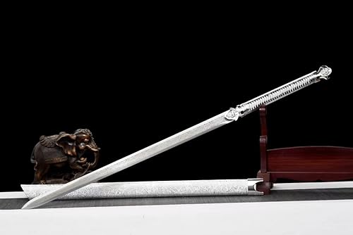 Miniatura 6 de Espada china, Tang jian espadas reales (hoja forjada de acero de alto carbono) aspecto de plata