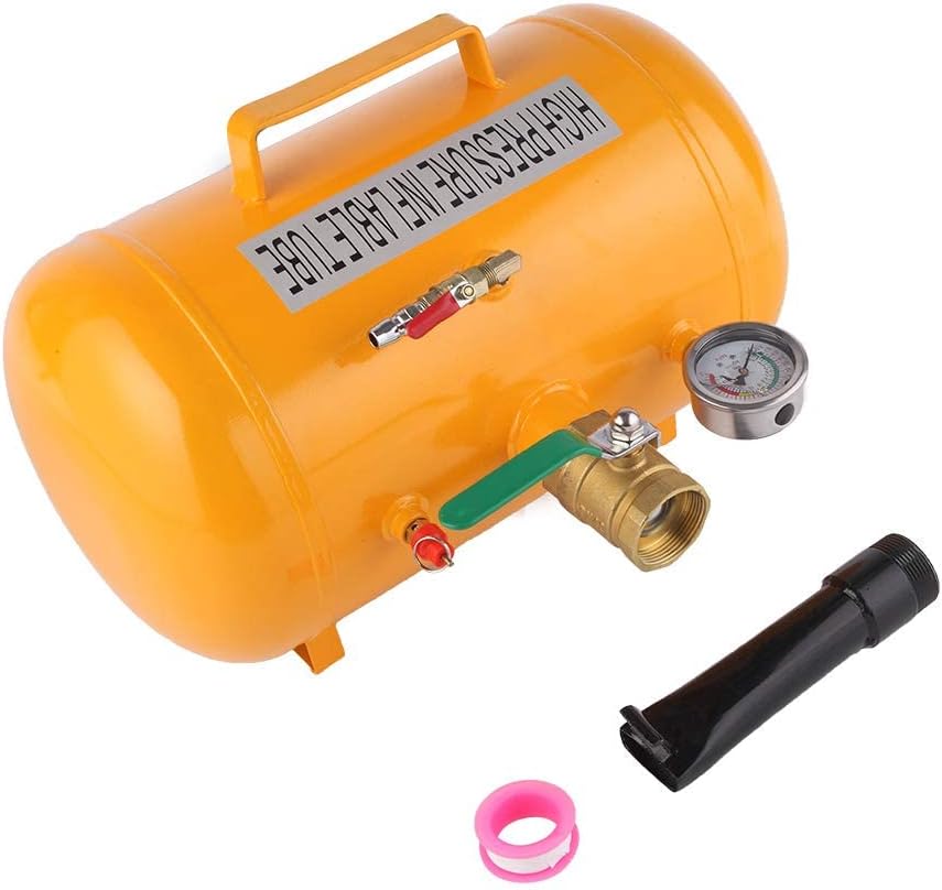 Bonnlo 5 Gallon Air Tire Bead Blaster Seater with Pressure Gauge & Handle,145PSI Seating Tool Inflator Tank, 85-116PSI Adjustable Pressure for Car Truck ATV, Jeep, Pickup, Yellow