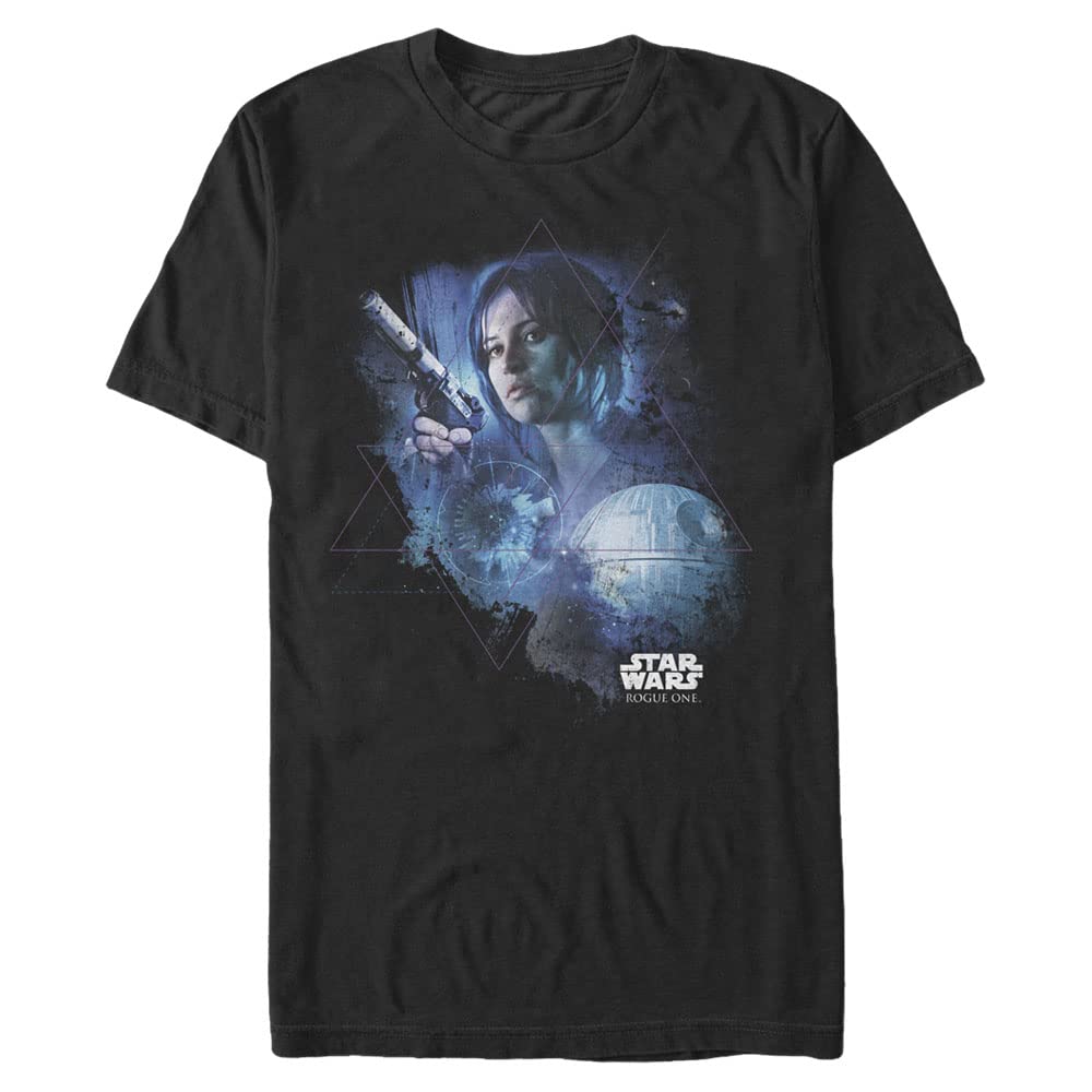 STAR WARS Big & Tall Rogue One Jyn in Space Men's Tops Short Sleeve Tee Shirt, Black, 4X-Large
