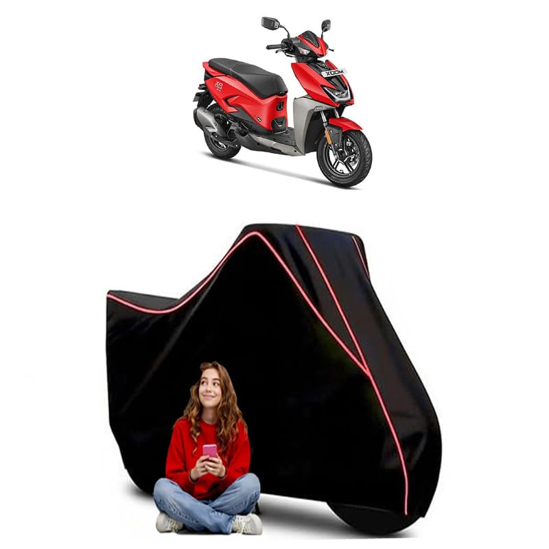 Image of Xoom Scooty Bike Cover Water Resistant Outdoor Use Universal Fit Scooters Motorcycles Heavy Duty UV Protection Dust Rain Scratch Resistant Elastic Bottom Black Blue Piping