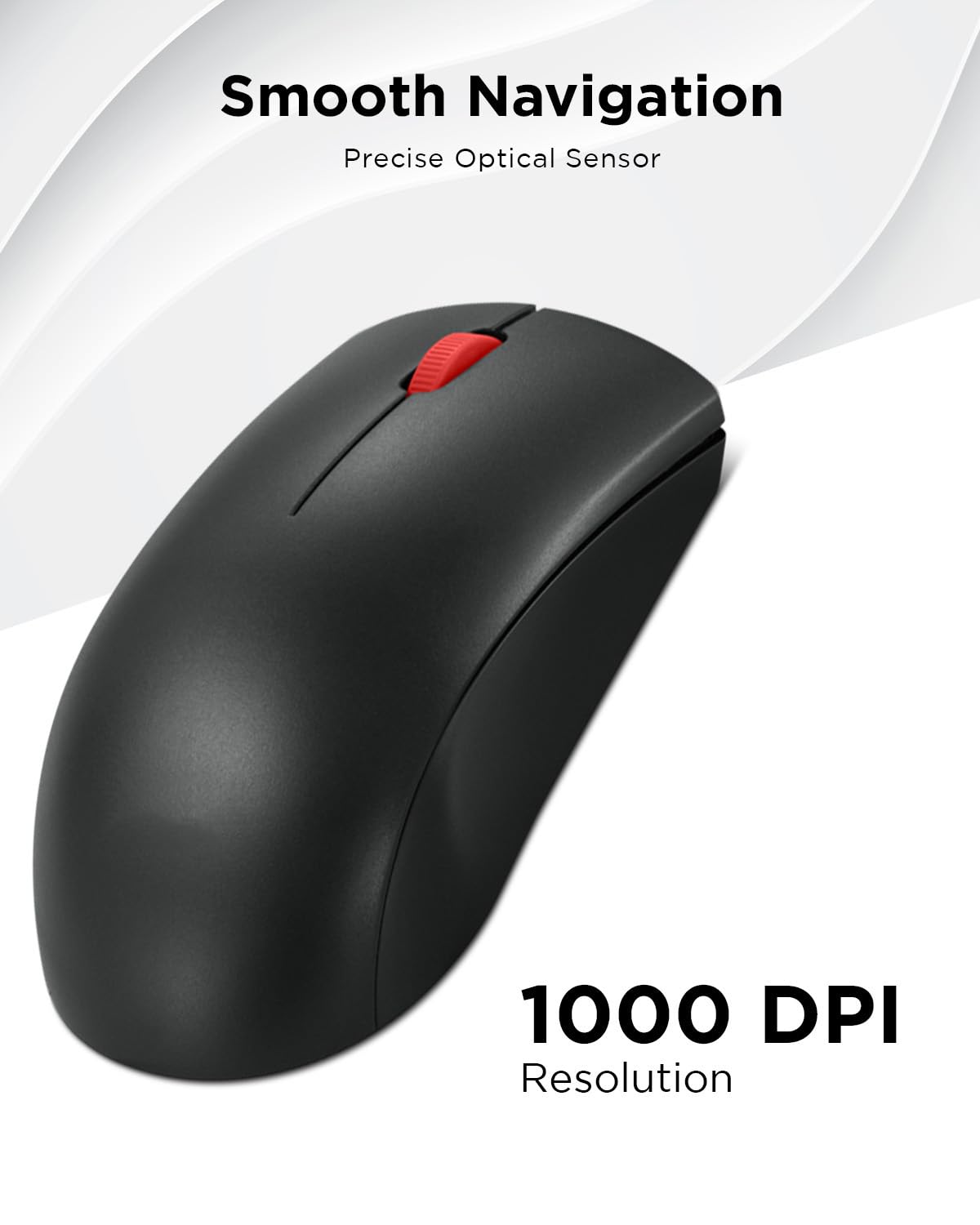 Lenovo Kabellose Maus (WL150) – 2,4 G Nano USB-A beidhändig bedienbare, ergonomische Maus – 3 Millionen Klicks, 1.000 DPI – tragbares, kompaktes kabelloses Design – Computer- und Laptop-Zubehör