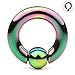 Ruifan Rainbow Plated 316L Surgical Steel Spring Action Captive Bead Ring CBR 2G 1/2 Inch
