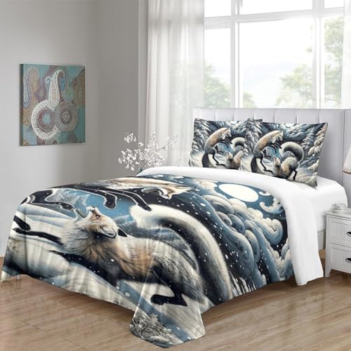 Housse de couette fox parure fermeture éclair anti-glisse