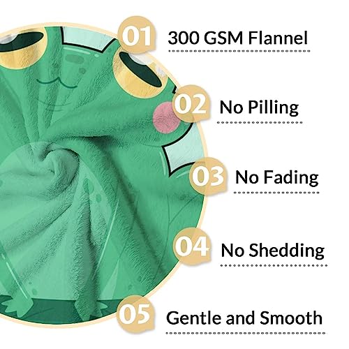 Mercuryelf Frog Throw Blanket - Soft, Fuzzy & Warm - 30x40 Inches Small Blankets for Lap, Crib - Light Green Funny Throws Gift for Baby