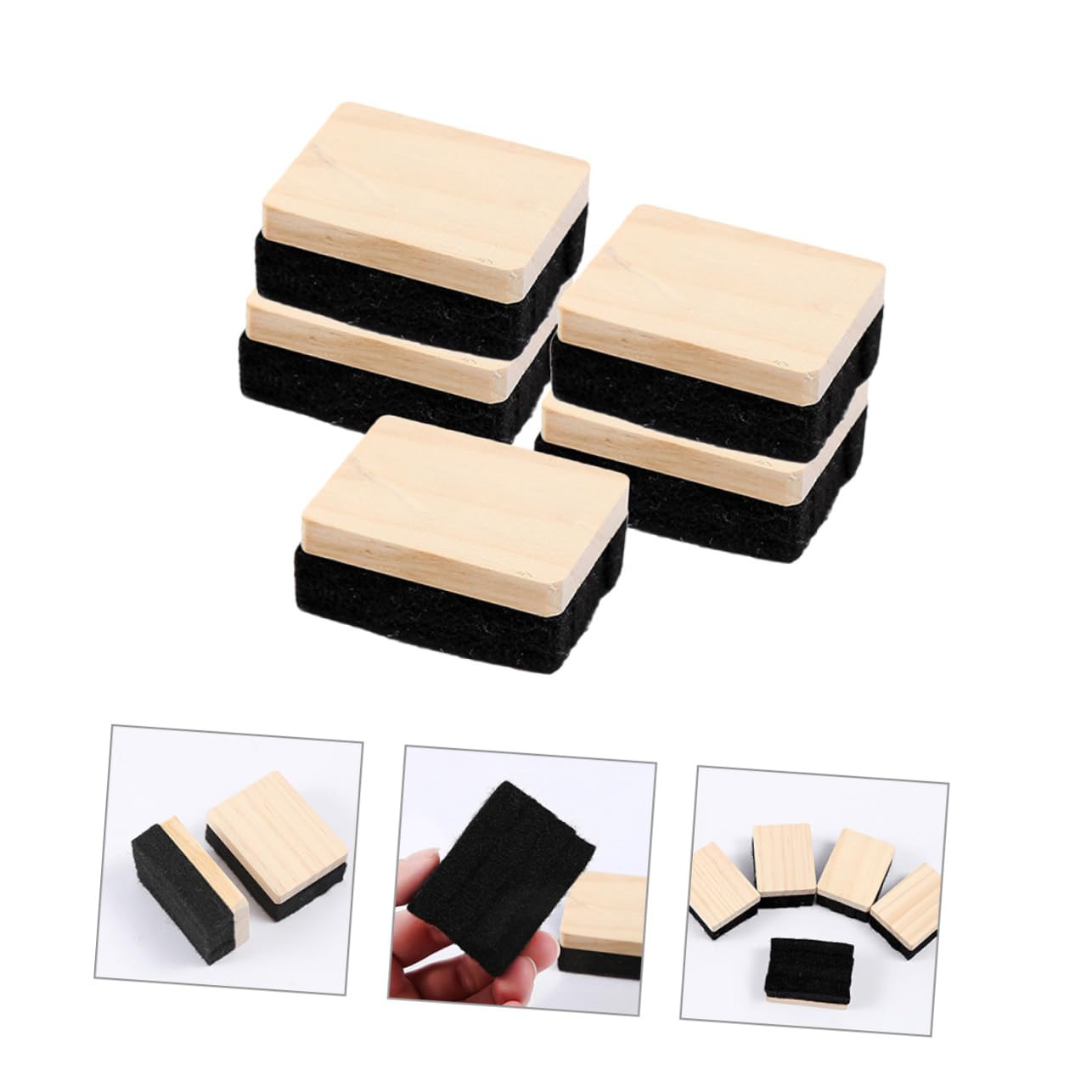 jojofuny 4 Ensembles La Gomme Gommes À Effacer Tableaux Blancs Classe En Feutre De Laine À Craie En Bois Pour Tableau Noir s De Fournitures Scolaires 5 Pièces * 4