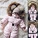 EMRELOD Baby Snowsuit Outerwear Romper Thick Coat Warm Infant Jacket Newborn Hooded Jumpsuit Zipper Fashion Girls Snow Winter Suit (01-Pink, 6-9 Months)