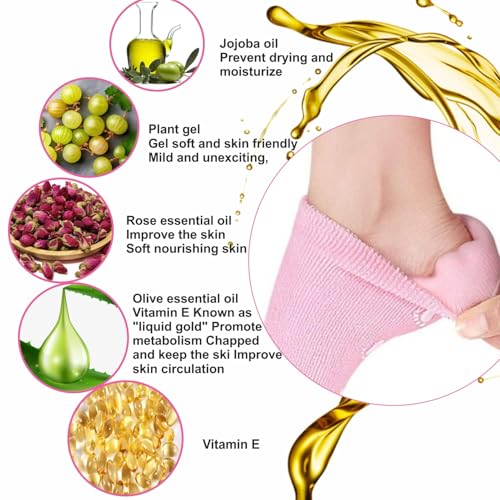Image of Zuvexa Moisturizing Spa Gel Socks for Cracked Heels & Dry Feet - Hydrating, Softening, Repair Socks for Women & Men - Reusable, Washable, Non-Slip Cotton with Enriched Gel Lining (Pack of 1, 1, count)