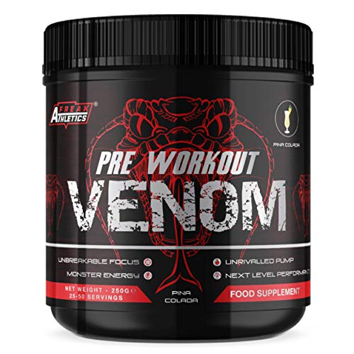 Pre Workout Venom 'Pina Colada' - Pump Pre Workout Supplement by Freak Athletics - Elite Level Pre Workout Supplement - Pre Workout Powder Made in The UK - Available in Pina Colada