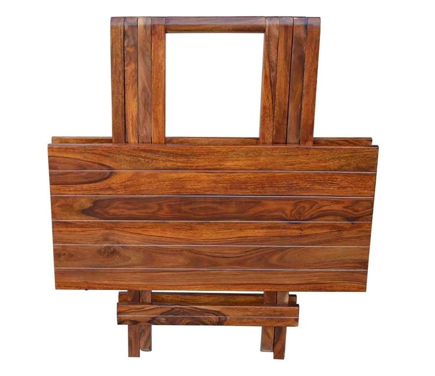 Image of Home furniture Wood Bedside Table in sheesham Solid Rose Wood | Living Room | Side Table | Coffee Table | Balcony Table | Multi Purpose | with Brown Wood Finish (Square (Natural Teak Finish))