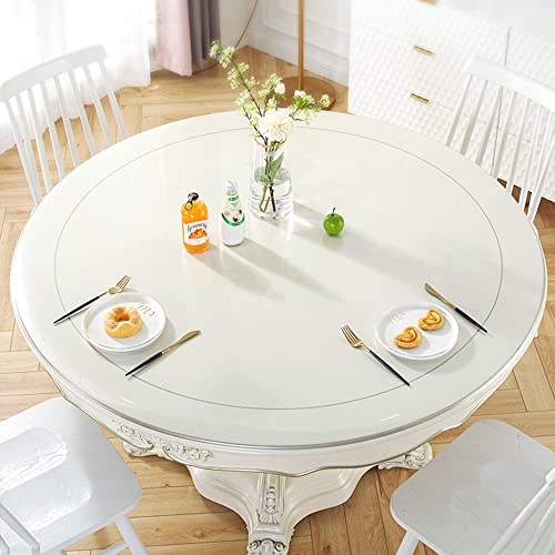 Multi-Size Round Pvc Clear Table Protector 1.5Mm Thick Plastic Tablecloth Large 36 Inch Dia Clear Vinyl Table Pad Mat Protective For Office Desk Dining Coffee End Dinner Tabletop Wipeable Waterproof #TOP5