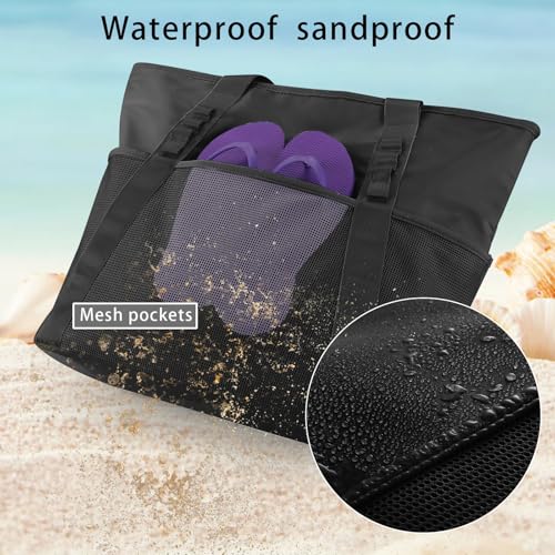 Beach Bags Pool Bags for Women, Waterproof Sandproof Beach Tote Bag with Zipper, Large Tote Bag for Gym Vacation Pool4