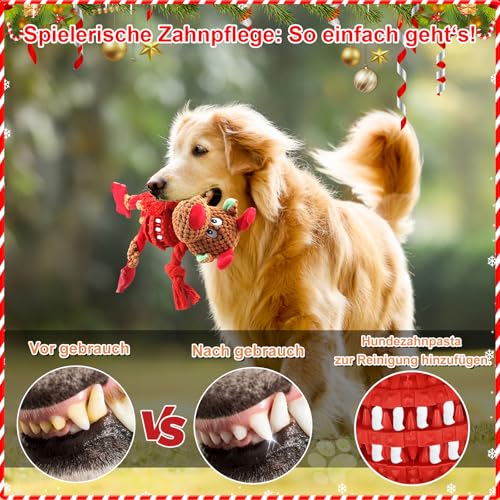 Frbyvad Quietschendes Hundespielzeug Weihnachten Geschenke, Plüsch Welpenspielzeug & interaktives Hundespielzeug für kleine und große Hunde, langlebiges Kauspielzeug für Hunde gegen Langeweile.