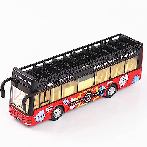 Image of Diecast Metal Alloy London Long Bus Double Decker Sightseeing Bus Light & Music Open Door Collection Bus Toys for Boy Kids, Multi